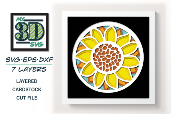 3D Sunflower SVG for Shadow Boxes & Branding