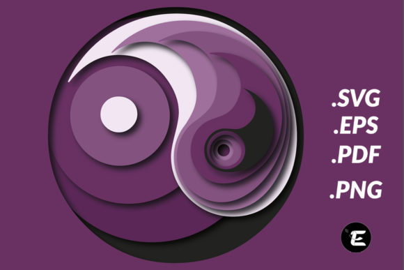 3D SVG Yin Yang for Shadow Boxes & Digital Sales
