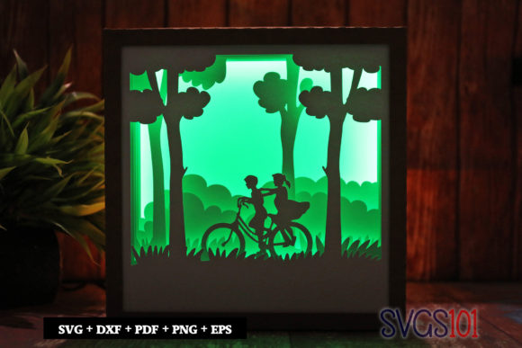 Boy and Girl Bicycle 3D SVG for Shadow Boxes