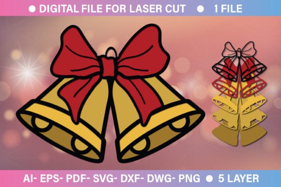 Christmas Paper Cut 3d SVG File Bell: Graphics & Crafts