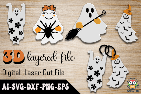Halloween Cute Boo 3D SVG Bundle: Graphics for Crafts