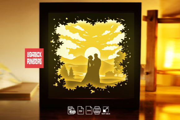 Loving You Paper Lightbox Template 230: 3D SVG Shadow Boxes