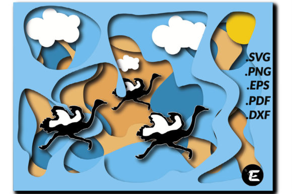 Ostrich 3D SVG for Shadow Boxes & Branding