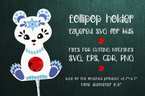 Polar Bear Lollipop Holder 3D SVG for Christmas